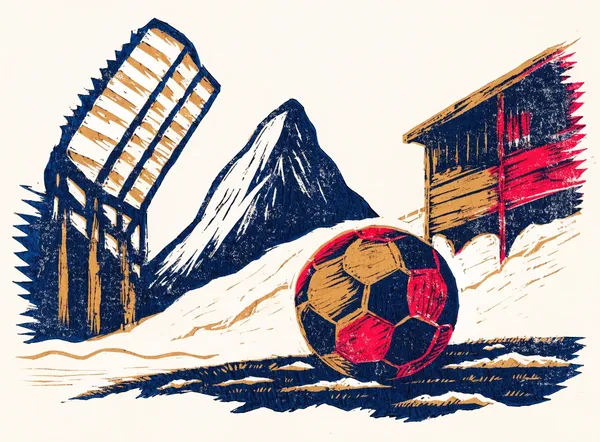 Linosnitt-illustrasjon for Fotball
