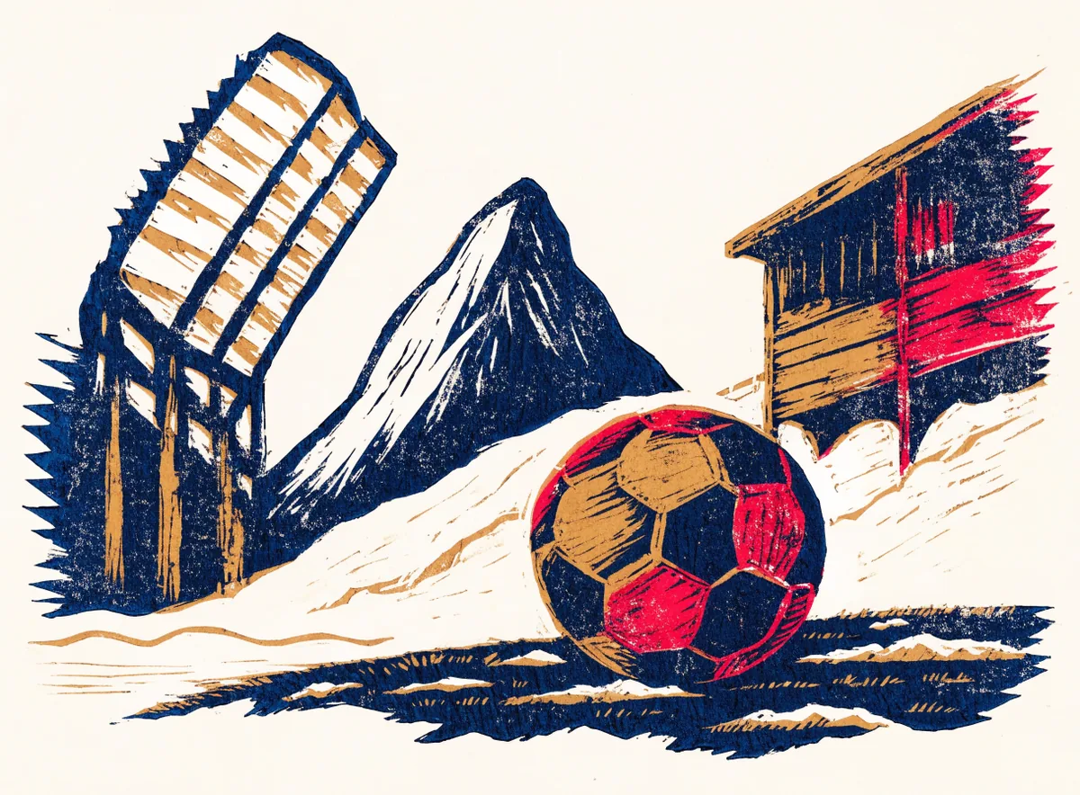 Linosnitt-illustrasjon: Norsk fotballhistorie