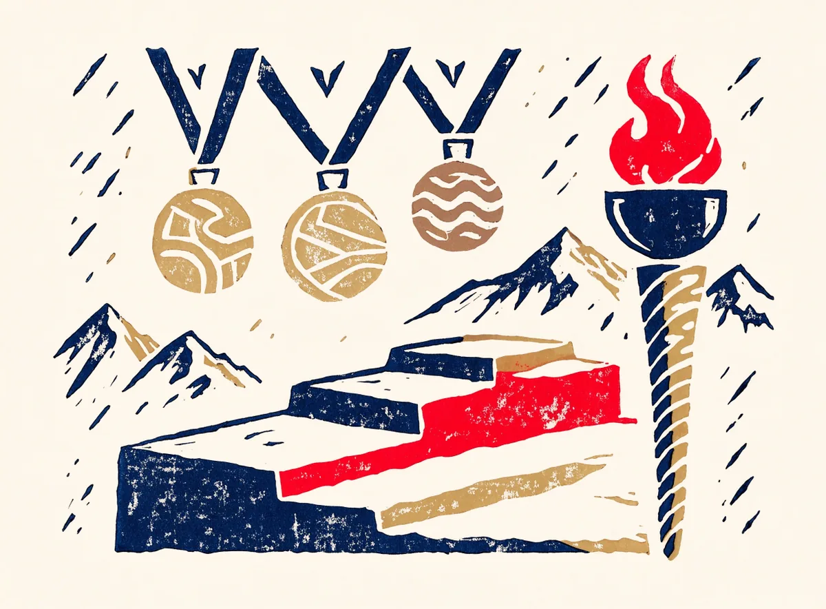 Linosnitt-illustrasjon: Norge i OL